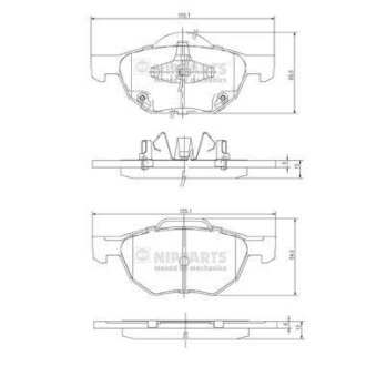 Гальмівні колодки, дискове гальмо (набір) NIPPARTS J3604064