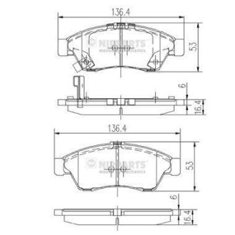 Гальмівні колодки, дискове гальмо (набір) NIPPARTS J3608024