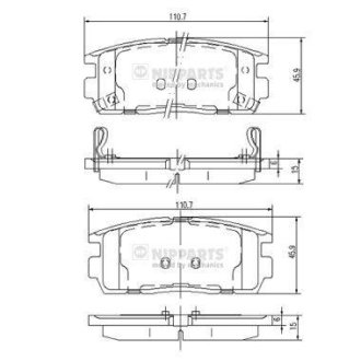 Гальмівні колодки, дискове гальмо (набір) NIPPARTS J3610905