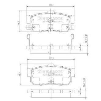 Гальмівні колодки, дискове гальмо (набір) NIPPARTS J3611034