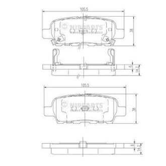 Гальмівні колодки, дискове гальмо (набір) NIPPARTS J3611044