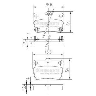 Комплект тормозных колодок, дисковый механизм NIPPARTS J3612020