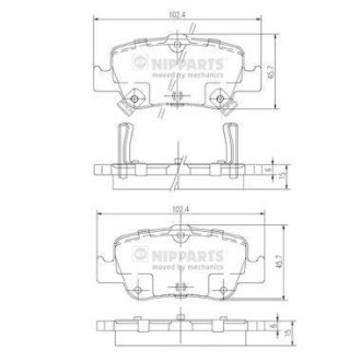 Комплект тормозных колодок, дисковый механизм NIPPARTS J3612033