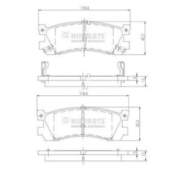 Комплект тормозных колодок, дисковый механизм NIPPARTS J3613005