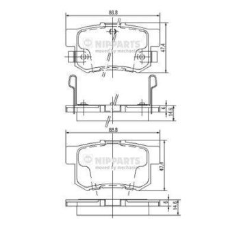 Комплект тормозных колодок, дисковый механизм NIPPARTS J3614008