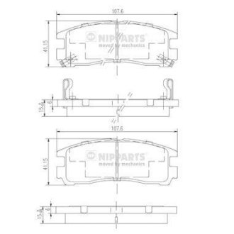 Комплект тормозных колодок, дисковый механизм NIPPARTS J3615003