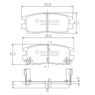 Гальмівні колодки, дискове гальмо (набір) NIPPARTS J3615005