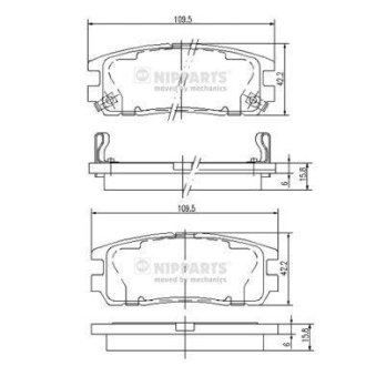 Комплект тормозных колодок, дисковый механизм NIPPARTS J3619001