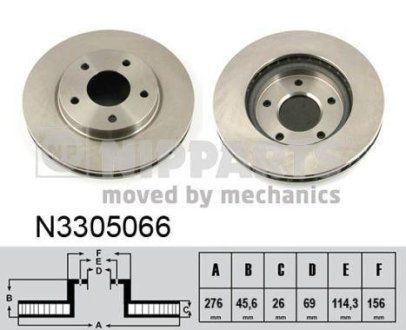 Диск гальмівний передній NIPPARTS N3305066