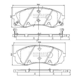 Гальмівні колодки, дискове гальмо (набір) NIPPARTS N3600329