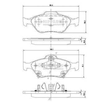 Гальмівні колодки, дискове гальмо (набір) NIPPARTS N3602130