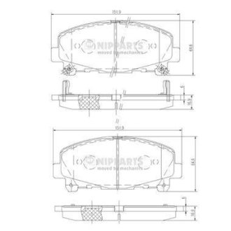 Гальмівні колодки, дискове гальмо (набір) NIPPARTS N3604069