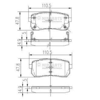 Гальмівні колодки, дискове гальмо (набір) NIPPARTS N3610308