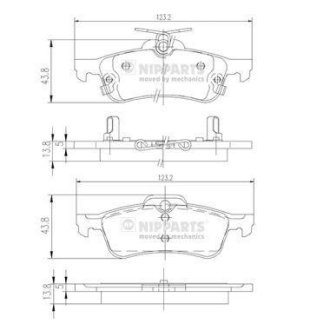 Гальмівні колодки, дискове гальмо (набір) NIPPARTS N3612036