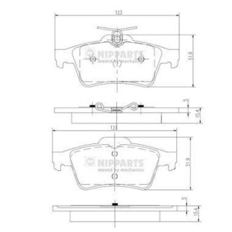 Комплект тормозных колодок, дисковый механизм NIPPARTS N3613022