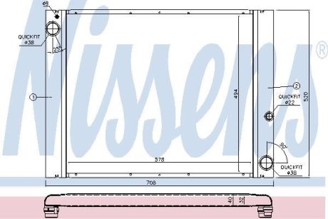 Радиатор, охлаждение двигател NISSENS 64325 (фото 1)
