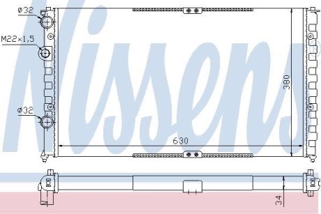 Радіатор, 1.4i, 1.9STDI, (627x377x23) NISSENS 65290