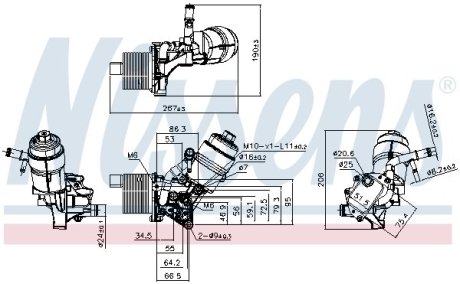 Корпус масляного фильтра +Радиатор масляный NISSENS 91161