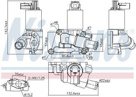 Zawуr EGR OPEL ASTRA H 04- ASTRA G 98- AGILA A 00- COMBO 00- NISSENS 98196