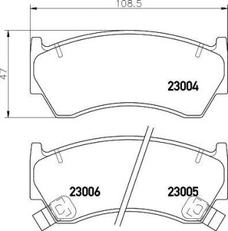 Колодки тормозные дисковые передние Nissan Almera 1.4, 1.6, 2.0 (95-00) NISSHINBO NP2043 (фото 1)