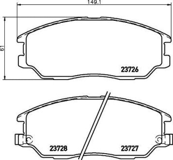 Колодки тормозные дисковые передние Hyundai Terracan 2.9, 3.5 (03-06) NISSHINBO NP6092 (фото 1)