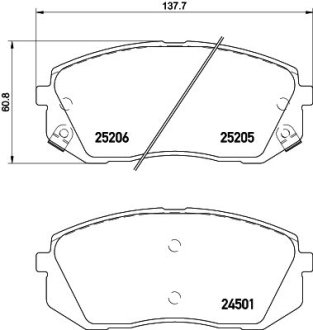 Гальмівні колодки HYUNDAI/KIA SONATA VI/VII/TUCSON/OPTIMA "F "12>> NISSHINBO NP6145 (фото 1)