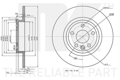 Диск гальмівний невентильований NK 314054