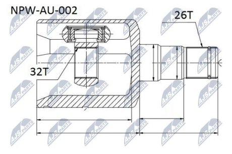 ШАРНІР РІВНИХ КУТОВИХ ШВИДКОСТЕЙ | ATM 6-SPEED VW GOLF V/VI 03-, TOURAN 03-, PASSAT 05-, SKODA OCTAVIA II NTY NPWAU002