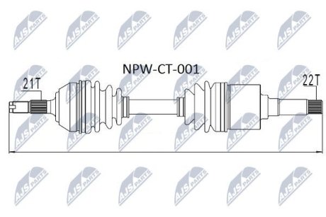 ПІВВІСЬ | CITROEN SAXO 96-03, AX -98, PEUGEOT 106 96-03 /ПРАВ 3 БОЛТ/ NTY NPWCT001