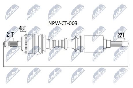 ПІВВІСЬ | CITROEN SAXO 96-03, AX -98, PEUGEOT 106 96-03 /ПРАВ 4 БОЛТ/ NTY NPWCT003