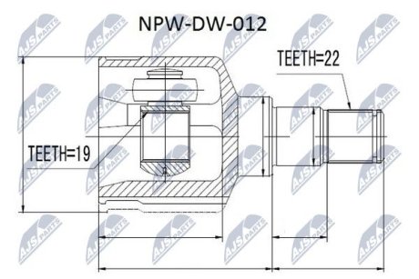 ШАРНІР РІВНИХ КУТОВИХ ШВИДКОСТЕЙ | DAEWOO KALOS 1.2 02-, CHEVROLET SPARK 1.0 00-, AVEO 1.2 04- NTY NPWDW012