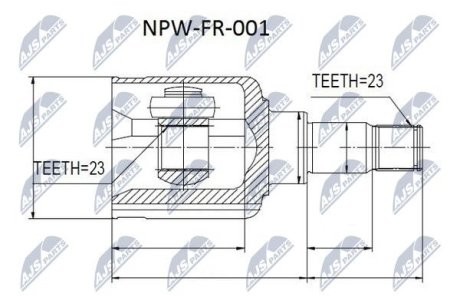 ШАРНІР РІВНИХ КУТОВИХ ШВИДКОСТЕЙ | FORD C-MAX CA/CB 03-, FOCUS II/CB4 04- /ЛІВ/ NTY NPWFR001