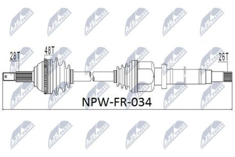 ПІВВІСЬ | FORD TRANSIT 2.0DI 63KW 00- /ПРАВ/ NTY NPWFR034