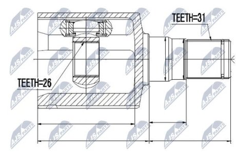 ШАРНІР РІВНИХ КУТОВИХ ШВИДКОСТЕЙ | FORD MONDEO 2.0TDCI, 2.3I IV 07-14, S-MAX 2.0TDCI, 2.3I 06- /ЛІВ, SKRZYNIA AUTOMAT AWF21/ NTY NPWFR065