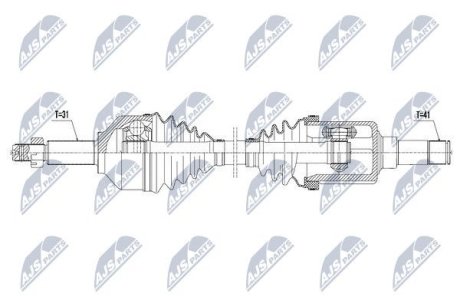 ПІВВІСЬ | FORD TRANSIT 330 2.2TDCI 01.13-, 2.0TDCI 01.16-, TRANSIT CUSTOM 330 2.2TDCI 01.13-, 2.0TDCI 01.16- /ЛІВ,SKRZYNIA 6MT/ NTY NPWFR075