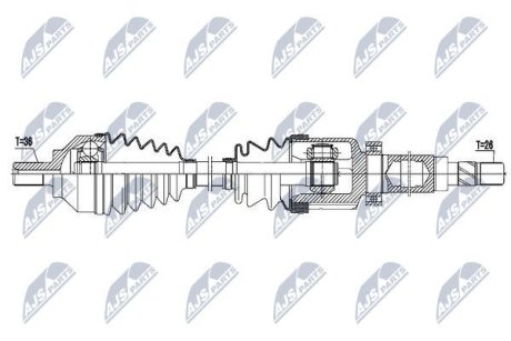 ПІВВІСЬ | FORD FOCUS II 2.5ST 05-12, VOLVO S40II/V50 2.4I/T5, C30 D3/D4/T5, C70II 2.4I/T5 /ПРАВ,MTM/ NTY NPWFR082