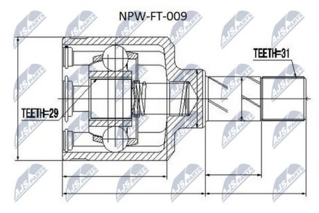 ШАРНІР РІВНИХ КУТОВИХ ШВИДКОСТЕЙ | FIAT DUCATO/PEUGEOT BOXER/CITROEN JUMPER 3.0JTD/HDI 06- /ЛІВ/ NTY NPWFT009