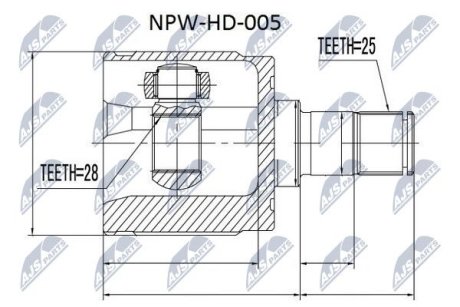 ШАРНІР РІВНИХ КУТОВИХ ШВИДКОСТЕЙ | HONDA JAZZ 02- /ЛІВ/ NTY NPWHD005 (фото 1)