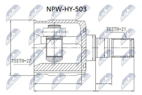 ШАРНІР РІВНИХ КУТОВИХ ШВИДКОСТЕЙ | HYUNDAI ACCENT 99-, GETZ 1.3, 1.6 02- Л/П NTY NPWHY503