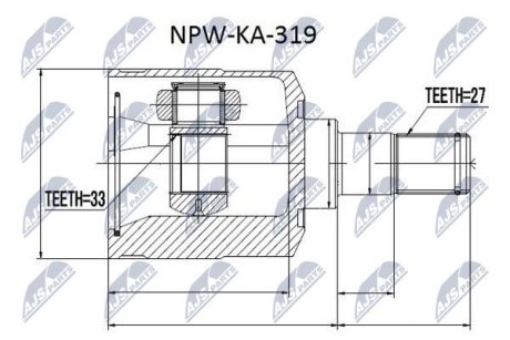 ШАРНІР РІВНИХ КУТОВИХ ШВИДКОСТЕЙ | KIA SPORTAGE 2.7 04-10, HYUNDAI TUCSON 2.7 04-10 /ЛІВ/ NTY NPWKA319