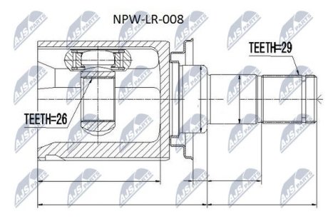 ШАРНІР РІВНИХ КУТОВИХ ШВИДКОСТЕЙ | LAND ROVER DISCOVERY III/IV 05-10-, RANGE ROVER SPORT I/II 05-10- /ЛІВ/ NTY NPW-LR-008