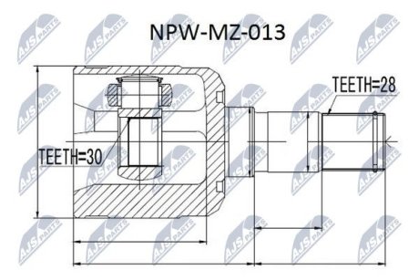 ШАРНІР РІВНИХ КУТОВИХ ШВИДКОСТЕЙ | MAZDA 626 GF/GW 2.0,2.0TD 97-02 /ЛІВ/ NTY NPWMZ013 (фото 1)