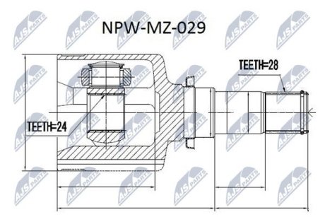 ШАРНІР РІВНИХ КУТОВИХ ШВИДКОСТЕЙ | MAZDA 3 BK /MTM/ 2.0 03-, 5 CR /ATM/ 05-07 /ЛІВ/ NTY NPWMZ029