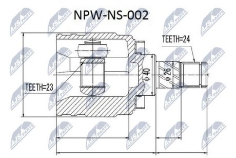 ШАРНІР РІВНИХ КУТОВИХ ШВИДКОСТЕЙ | NISSAN SUNNY N14 1.6 90-, ALMERA N15 1.6 95- Л/П NTY NPWNS002