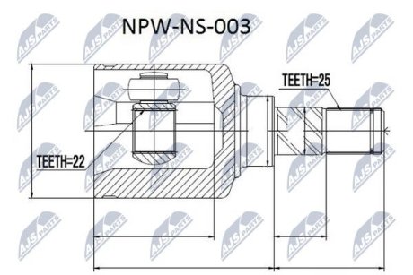 ШАРНІР РІВНИХ КУТОВИХ ШВИДКОСТЕЙ | NISSAN PRIMERA P11 1.6 96-00, PRIMERA KOMBI W11 96-00 /ПРАВ/ NTY NPWNS003