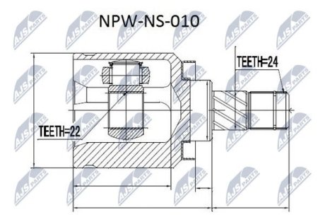 ШАРНІР РІВНИХ КУТОВИХ ШВИДКОСТЕЙ | NISSAN ALMERA N16 1.5 00- Л/П NTY NPWNS010