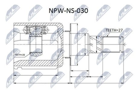 ШАРНІР РІВНИХ КУТОВИХ ШВИДКОСТЕЙ | NISSAN NAVARA /MTM/ 05-, PATHFINDER /MTM/ 05- NTY NPWNS030