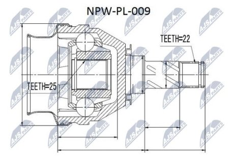 ШАРНІР РІВНИХ КУТОВИХ ШВИДКОСТЕЙ | OPEL ASTRA F/G 1.7DTI, CORSA C, VECTRA B, ASTRA H 05-07 Л/П NTY NPWPL009