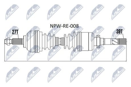 ПОЛУОСЬ NTY NPW-RE-008 (фото 1)