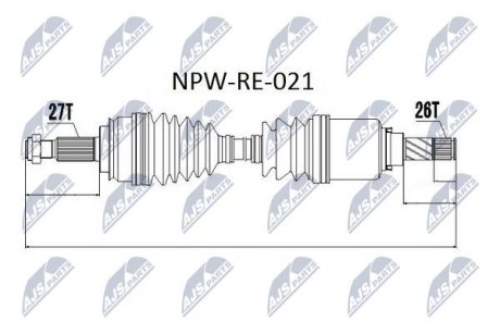 ПІВВІСЬ | RENAULT KANGOO 1.5DCI,1.6 08- /ЛІВ/ NTY NPWRE021